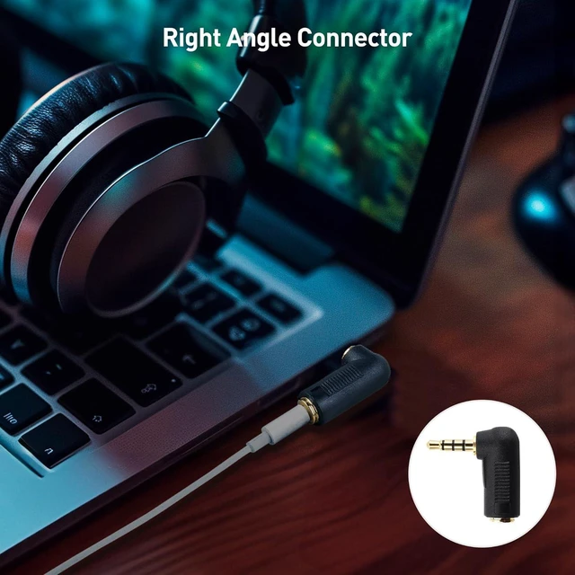 Alt view image 3 of 7 - 2-Pack TRRS Right Angle 3.5mm Adapter in Black (3.5mm Right Angle Adapter 90 Degree Audio Converter)