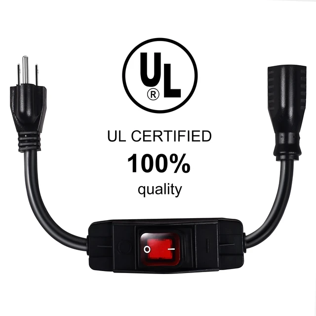 Alt view image 2 of 7 - Outdoor Waterproof On/Off Switch Extension Cord, Heavy Duty 125v/250v Black SJTW Cord (1.5 Ft, Black)