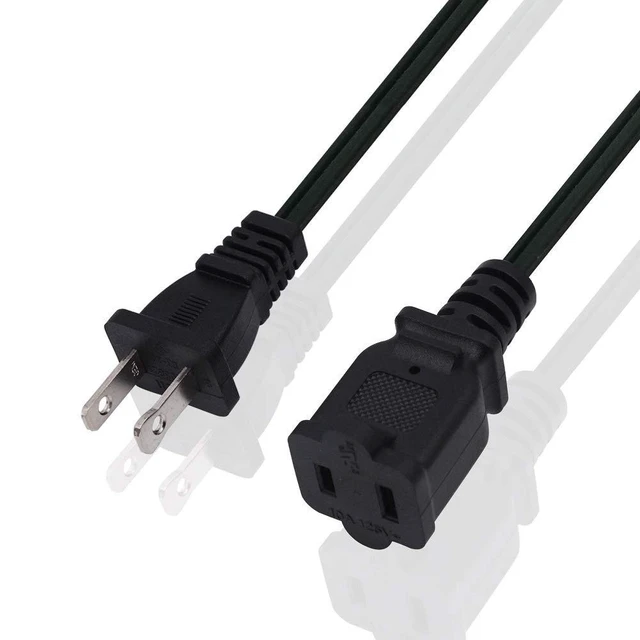 Alt view image 2 of 6 - 10 FT 2 Prong Extension Cord,Black Extension Cord 10 ft Indoor or Outdoor, Male/Female Power Cable for NEMA 1-15P to NEMA 1-15R,Extension Cable 2 Pack