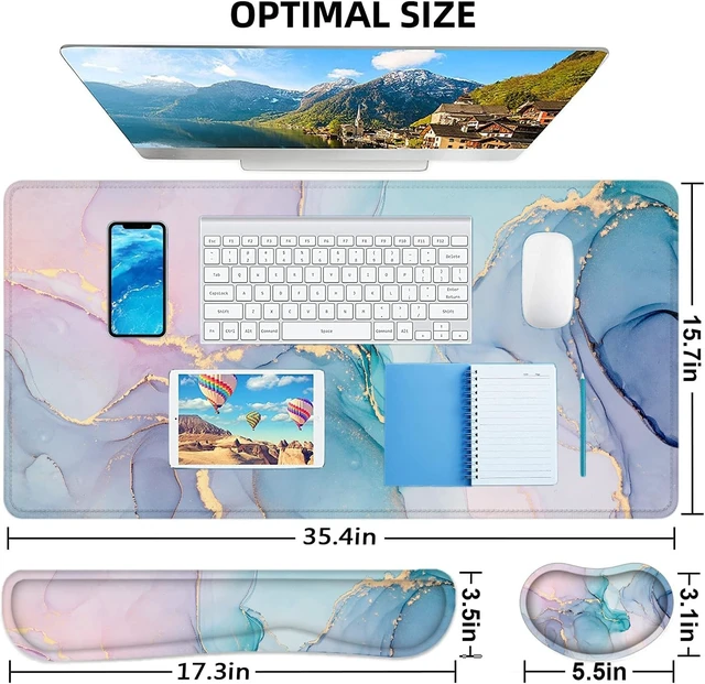 Alt view image 6 of 7 - Desk Mat Mouse Pad with Wrist Rest 4-in-1 Large Mouse Pads for Desk Ergonomic Mouse Pad and Keyboard Wrist Rest Gaming Keyboard Mat for Office Home