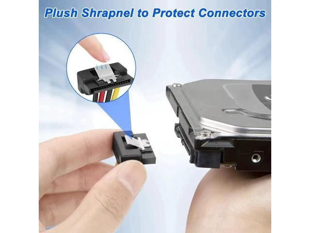 Alt view image 3 of 7 - 2 Pack 20CM SATA 15Pin Right Angle Y-Splitter Power Cable, 18AWG Male to Dual Female SATA Power Adapter for HDD & SSD