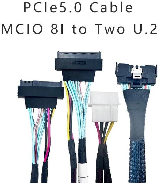 Main image of Amphenol MCIO 8X STR to 2* U.2(SFF 8639) Cable 0.75M