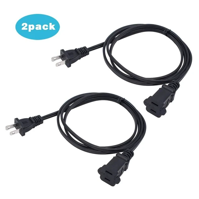 Alt view image 4 of 6 - 10 FT 2 Prong Extension Cord,Black Extension Cord 10 ft Indoor or Outdoor, Male/Female Power Cable for NEMA 1-15P to NEMA 1-15R,Extension Cable 2 Pack
