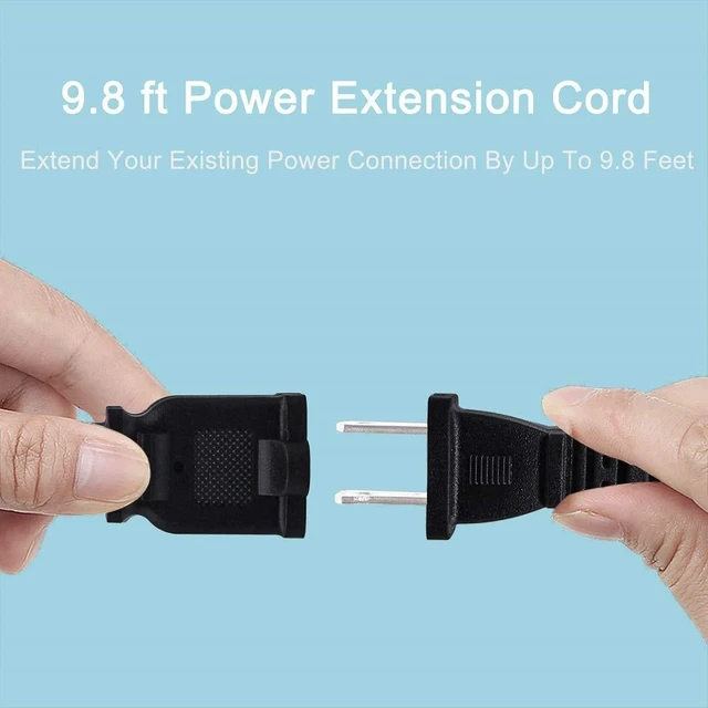 Alt view image 6 of 6 - 10 FT 2 Prong Extension Cord,Black Extension Cord 10 ft Indoor or Outdoor, Male/Female Power Cable for NEMA 1-15P to NEMA 1-15R,Extension Cable 2 Pack