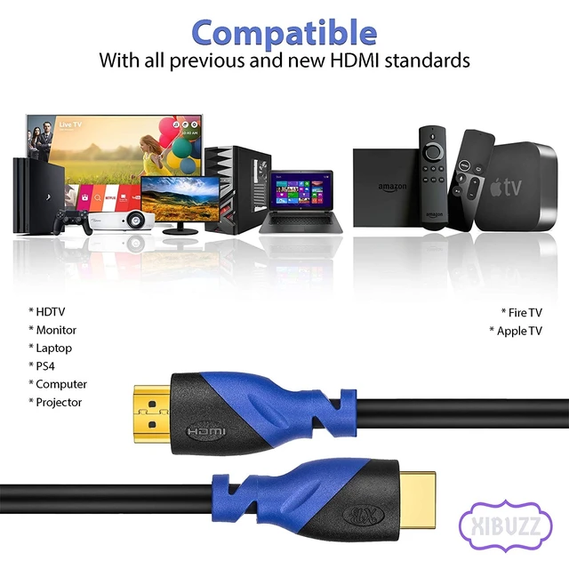 Alt view image 3 of 7 - XIBUZZ 4K HDMI Cable 30ft, HDMI High-Speed Cable TV Cable HDMI, 30 ft HDMI Cable for 4K@60HZ,1080p UHD, FullHD, 3D, CL3 Rated, ARC, PS4, Xbox, HDTV, TV HDMI Cable, 30 HDMI Cable (30 feet)