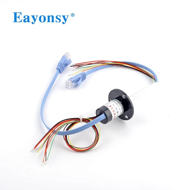 Alt view image 2 of 4 - Gigabit Ethernet Slip Ring with Flange Mount, 1-Channel RJ45 1000Base-T + Power & Signal Wires Low Noise, Stable Transmission, Industrial Rotating Joint