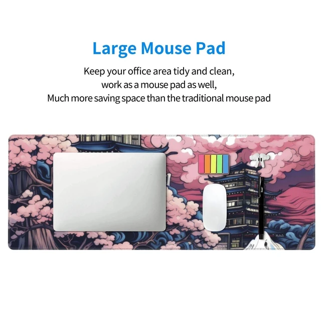 Alt view image 4 of 4 - Beautiful Pink Clouds Art Gaming Mouse Pad XL, Large Non Slip Rubber Mousepad, Stitched Edges Mouse Pads, Long Extended Mouse Pad,31.5'' X 11.8''