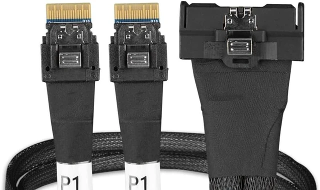 Main image of ICY DOCK MCIO 8i SFF-TA-1016 to 2X SlimSAS 4i SFF-8654 Cable - 0.5M | MB310L-B