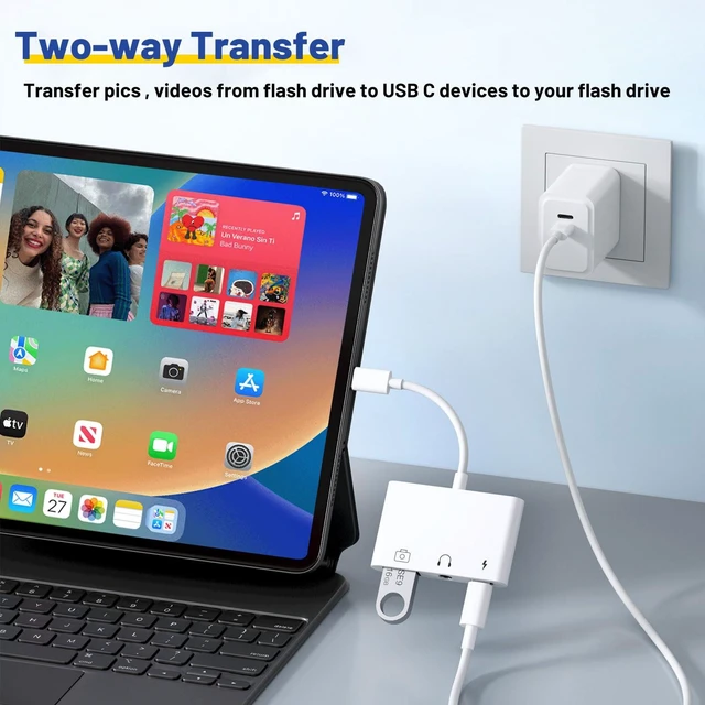 Alt view image 4 of 7 - USB C to USB Adapter 3 in 1 USB C to 3.5mm Audio Adapter for iPad USB Adapter