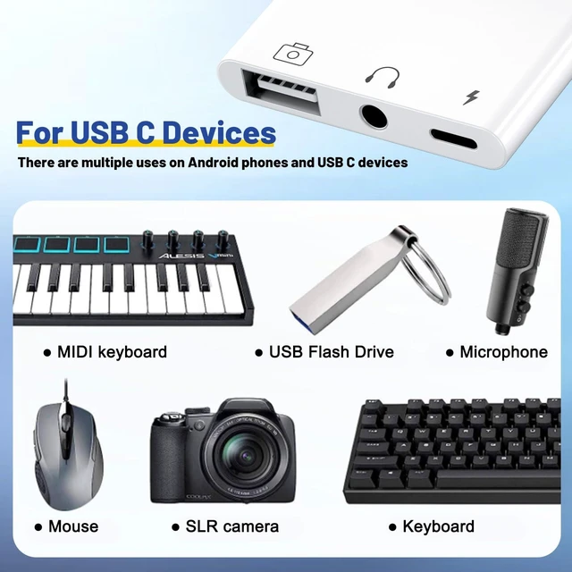 Alt view image 5 of 7 - USB C to USB Adapter 3 in 1 USB C to 3.5mm Audio Adapter for iPad USB Adapter