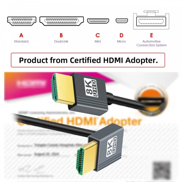 Alt view image 5 of 7 - CY Down Angled HDMI 8K to HDMI 2.1 Ultra Soft High Flex HDTV Cable Hyper Super Flexible Cord 90 Degree High Speed Type-A Male to Male for Computer HDTV (0.5m)