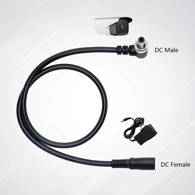 Alt view image 6 of 7 - 2 Pack DC Extension Cable 90 Degree Power Adapter Plug 5.5mm x 2.1mm Male to Female Extension Wire with Lock Nut for 12V Power Adapter, CCTV Security Camera (0.5M/1.65FT)