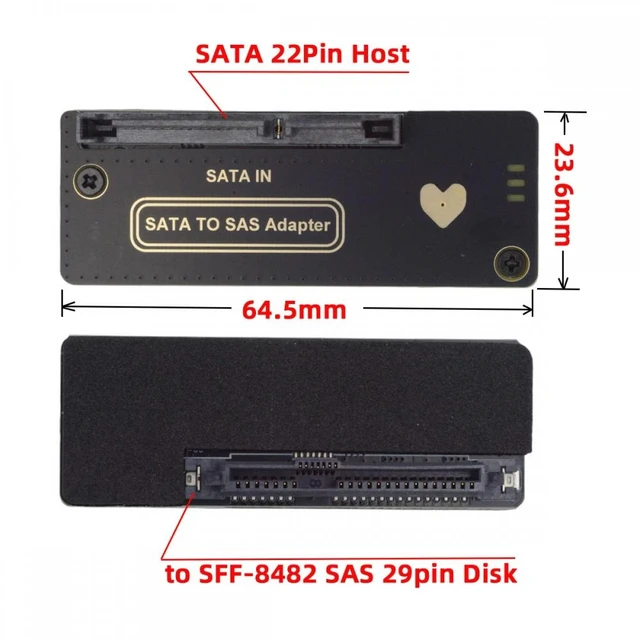 Alt view image 7 of 7 - CY SFF-8482 SAS 29Pin to 7+15 22Pin SATA Hard Disk Drive Raid Adapter with Chipset and Power Port