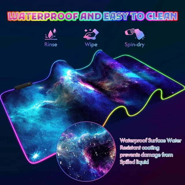 Alt view image 3 of 7 - RGB Mouse Pad Gaming, Large LED Mouse Pad with 14 Lights Modes, 35.4 x 15.7 inches XXL Desk Mat for Keyboard and Mouse, Extended Desk Pad Mat PC Gaming Mousepad AccessoriesBlue Purple Galaxy
