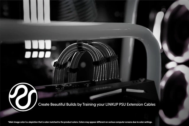 Alt view image 4 of 6 - LINKUP - 50cm PSU Cable Extension Sleeved Custom Mod GPU PC Braided w/Comb Kit - Compatible with RTX30901 x 24 P (20+4)2 x 8 P (4+4) CPU3 x 8 P (6+2) GPU Set500mm - Black