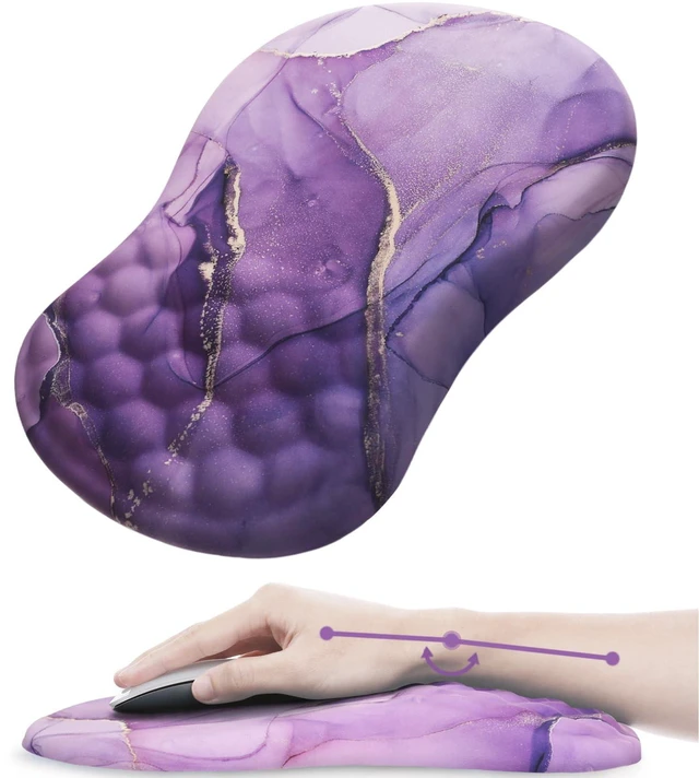 Main image of Mouse Pad Wrist Support, Laokiiy Ergonomic Mouse Pad with Wrist Rest, Comfortable Computer Mouse Pad for Laptop, Pain Relief Mousepad with Non-Slip PU Base Purple
