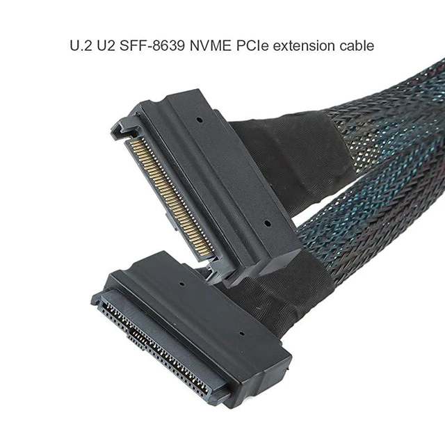 Alt view image 2 of 5 - SFF-8639 NVME PCIe Extension Cable, U.2 U2 SFF-8639 NVME PCIe SSD Male to Female Extension Cable 50cm 68pin/Black