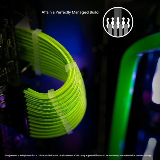 Alt view image 5 of 6 - LINKUP - 30cm PSU Cable Extension Sleeved Custom Mod GPU PC Braided w/Comb Kit - Compatible with RTX30901 x 24 P (20+4)2 x 8 P (4+4) CPU3 x 8 P (6+2) GPU Set300mm - Green