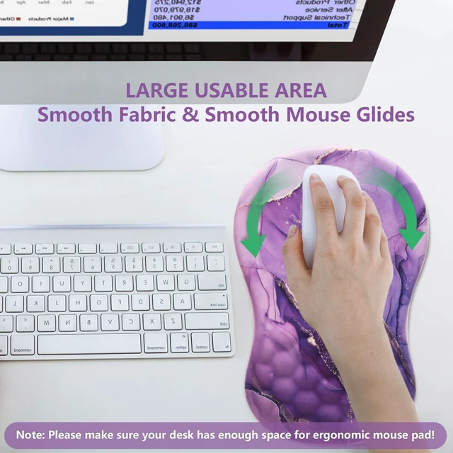 Alt view image 5 of 7 - Mouse Pad Wrist Support, Laokiiy Ergonomic Mouse Pad with Wrist Rest, Comfortable Computer Mouse Pad for Laptop, Pain Relief Mousepad with Non-Slip PU Base Purple