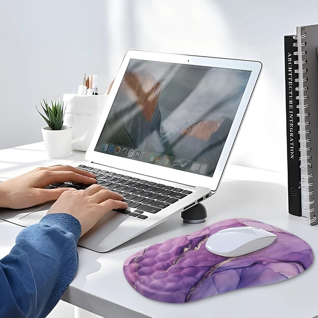 Alt view image 7 of 7 - Mouse Pad Wrist Support, Laokiiy Ergonomic Mouse Pad with Wrist Rest, Comfortable Computer Mouse Pad for Laptop, Pain Relief Mousepad with Non-Slip PU Base Purple