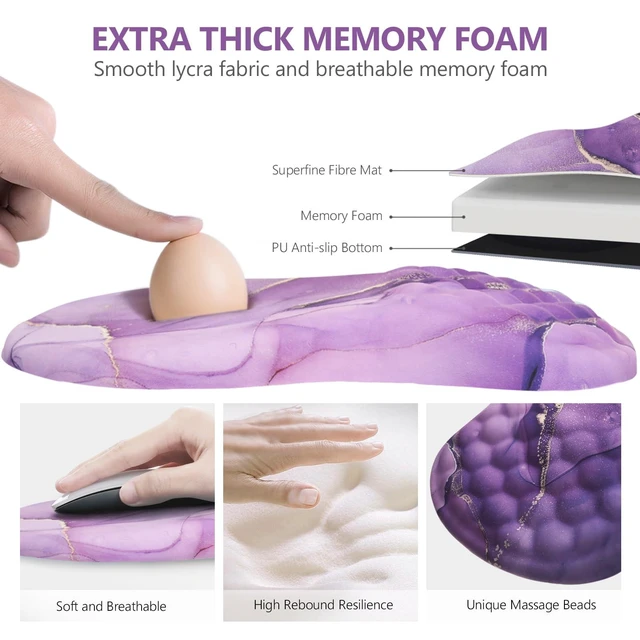 Alt view image 6 of 7 - Mouse Pad Wrist Support, Laokiiy Ergonomic Mouse Pad with Wrist Rest, Comfortable Computer Mouse Pad for Laptop, Pain Relief Mousepad with Non-Slip PU Base Purple