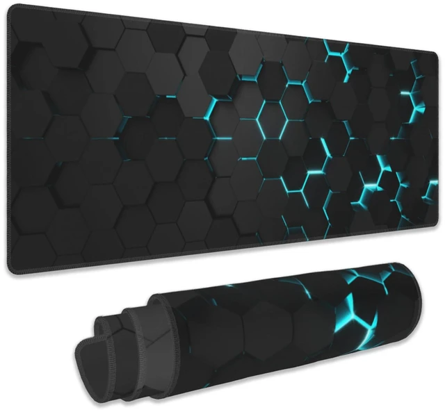 Main image of Gaming Mouse Pad, Blue Honeycomb Science Technology Extended Mouse Pad Gaming Large, Big Desk Mat with Non-Slip Base and Stitched Edge,Long Computer Keyboard Mouse Mat for Home Office Work 31.5"x15.7"
