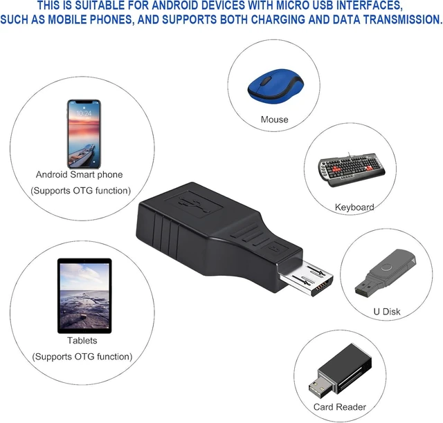 Alt view image 4 of 6 - 2 Pack USB2.0 OTG Adapter Micro USB Male to USB A Female Converter for Android Phones/Tablets Charging & Data Transfer(Compatible with Galaxy LG PS4)