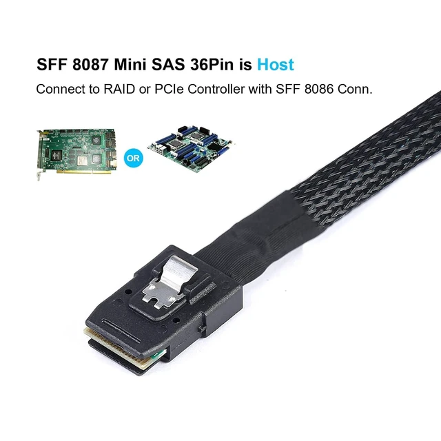 Alt view image 3 of 6 - 2Pack Mini SAS to SATA Cable: 0.5M SFF-8087 to SATA Mini SAS Breakout Cable SFF8087 to SATA Mini-SAS to SATA SAS to SATA Breakout(1.6FT)