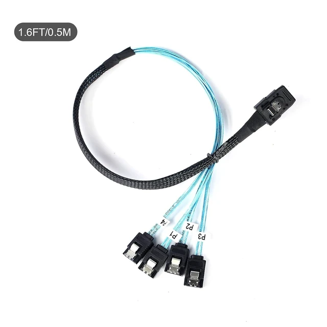 Alt view image 6 of 6 - 2Pack Mini SAS to SATA Cable: 0.5M SFF-8087 to SATA Mini SAS Breakout Cable SFF8087 to SATA Mini-SAS to SATA SAS to SATA Breakout(1.6FT)