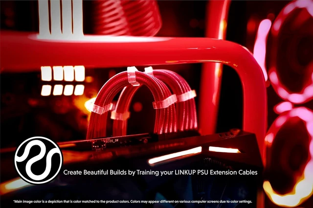 Alt view image 4 of 6 - LINKUP - 30cm PSU Cable Extension Sleeved Custom Mod GPU PC Braided w/Comb Kit - Compatible with RTX30901 x 24 P (20+4)2 x 8 P (4+4) CPU3 x 8 P (6+2) GPU Set300mm - Red
