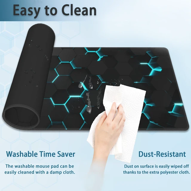 Alt view image 4 of 7 - Gaming Mouse Pad, Blue Honeycomb Science Technology Extended Mouse Pad Gaming Large, Big Desk Mat with Non-Slip Base and Stitched Edge,Long Computer Keyboard Mouse Mat for Home Office Work 31.5"x15.7"
