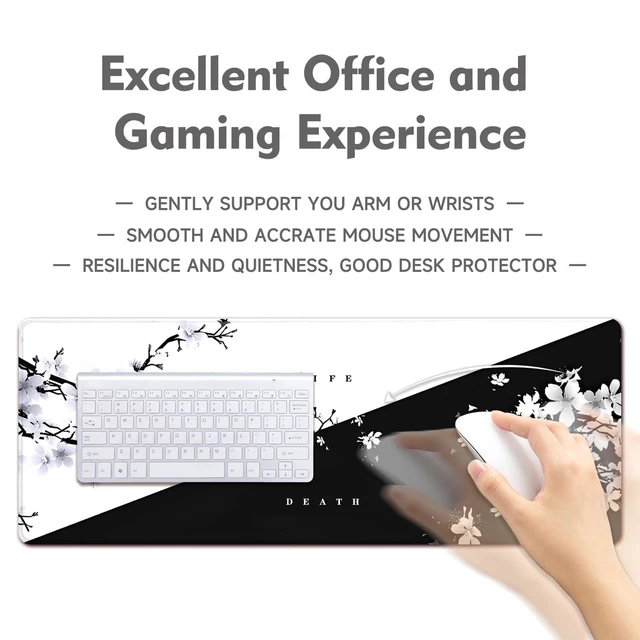 Alt view image 2 of 7 - Big Mouse Pad Large Mousepad Gaming Desk Pad Desk Mat Office Decor Accessories (Cherry Blossom in Ink)