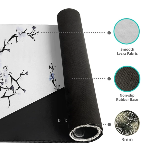 Alt view image 3 of 7 - Big Mouse Pad Large Mousepad Gaming Desk Pad Desk Mat Office Decor Accessories (Cherry Blossom in Ink)