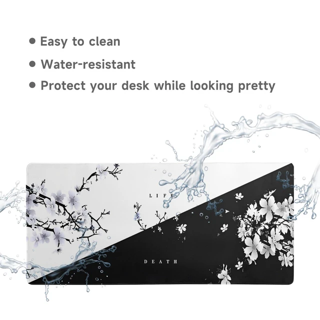 Alt view image 4 of 7 - Big Mouse Pad Large Mousepad Gaming Desk Pad Desk Mat Office Decor Accessories (Cherry Blossom in Ink)