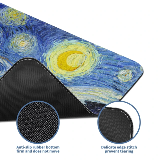 Alt view image 4 of 7 - Starry Night Cat Gaming Mouse Pad Large Desk Mat Extended Keyboard Mouse Pad Anime Mousepad with Non-Slip Base and Stitched Edge Mouse Mat Desk Pad 31.5 x 11.8 Mouse Pads for Desk Home Office Gaming