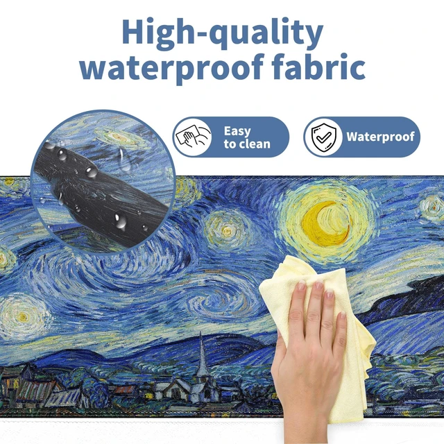 Alt view image 3 of 7 - Starry Night Cat Gaming Mouse Pad Large Desk Mat Extended Keyboard Mouse Pad Anime Mousepad with Non-Slip Base and Stitched Edge Mouse Mat Desk Pad 31.5 x 11.8 Mouse Pads for Desk Home Office Gaming