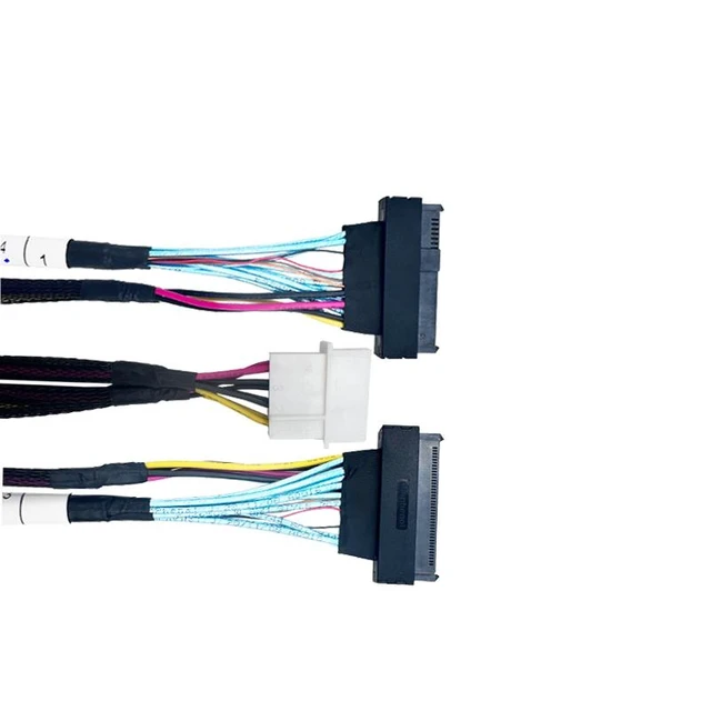 Alt view image 2 of 3 - Amphenol MCIO 8X STR to 2* U.2(SFF 8639) Cable 0.75M