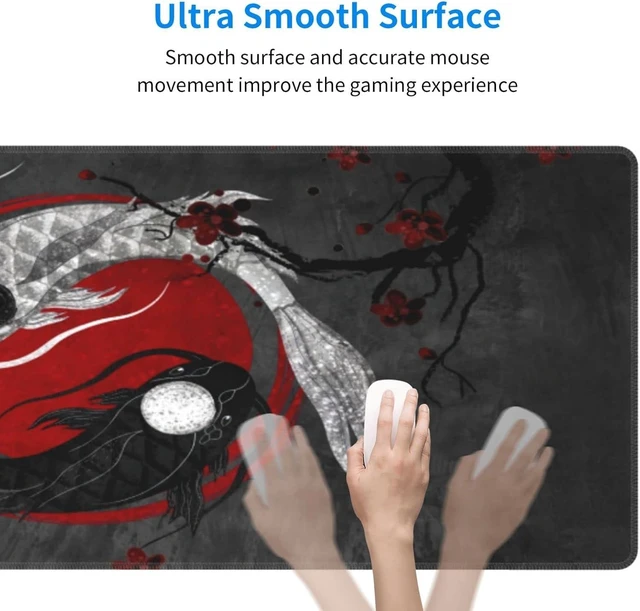 Alt view image 6 of 7 - Japanese Yin and Yang Koi Carp Gaming Mouse Pad XL Non Slip Rubber Base Mousepad Stitched Edges Desk Pad Extended Large Mice Pad 31.5 X 11.8 Inch