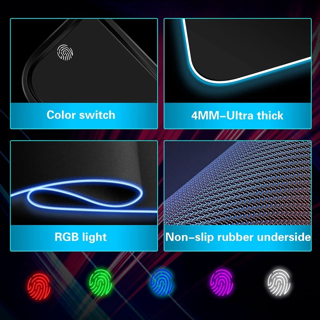 Alt view image 5 of 7 - Mouse Pad,Gaming Desk Mat,Mouse Pad with Wireless Charging,15W Fast Chargering,10 Lighting Modes,for Gaming Keyboard&Mouse,Home&Office,Mobile Phone Devices,31.5"X11.8",Flare Color