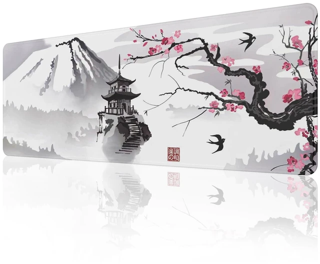 Main image of Japanese Cherry Blossom Mouse Pad (31.5 × 11.8 × 0.12 inch) Extended Large Mouse Mat Desk Pad, Stitched Edges Mousepad,Non-Slip Rubber Base,Gaming Mouse Pad,Office & Home.