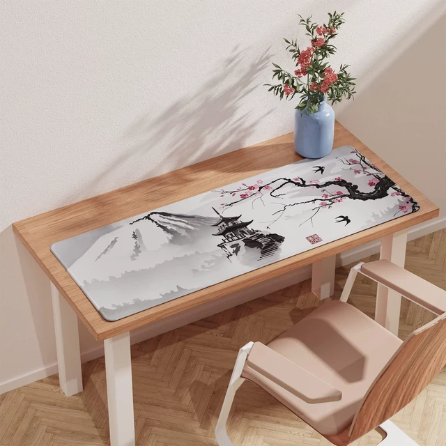 Alt view image 3 of 7 - Japanese Cherry Blossom Mouse Pad (31.5 × 11.8 × 0.12 inch) Extended Large Mouse Mat Desk Pad, Stitched Edges Mousepad,Non-Slip Rubber Base,Gaming Mouse Pad,Office & Home.