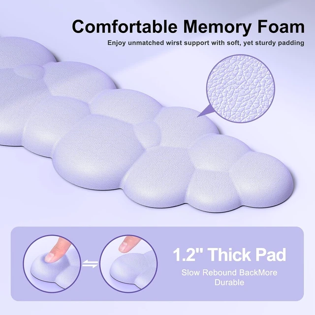 Alt view image 5 of 7 - Cloud Mouse Pad with Wrist Rest Cloud Keyboard Wrist Rest Mouse Pad Wrist Support Ergonomic Keyboard Mouse Wrist Support (Purple)