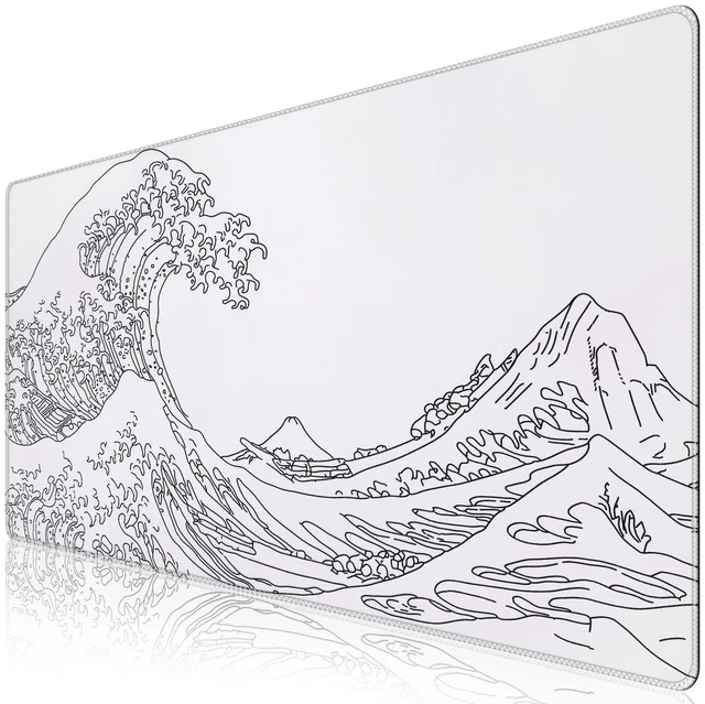 Main image of White Mouse Pad, Extended Gaming Mouse Pad (35.4x15.7 in), Large Stable Rubber Base Mousepad with Stitched Edges, Keyboard Mouse Mat Desk Pad for Work, Game, Office, Home