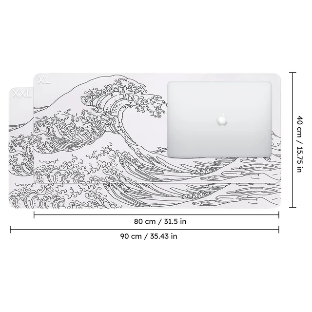 Alt view image 2 of 7 - White Mouse Pad, Extended Gaming Mouse Pad (35.4x15.7 in), Large Stable Rubber Base Mousepad with Stitched Edges, Keyboard Mouse Mat Desk Pad for Work, Game, Office, Home