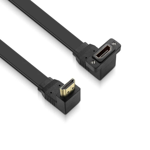 Alt view image 3 of 7 - HDMI Extension Cable 4K 60Hz HDMI Extender Cord High Speed 90-Degree Angle HDMI Male to Female Extension Wire (M/F)
