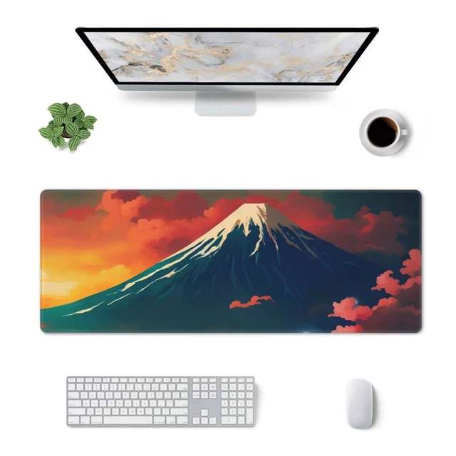 Alt view image 2 of 5 - Sunset Pink Clouds Mountain Gaming Mouse Pad XL, Large Non Slip Rubber Mousepad, Stitched Edges Mouse Pads, Long Extended Mouse Pad,31.5'' X 11.8''