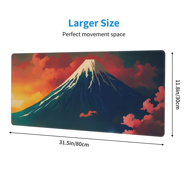 Alt view image 3 of 5 - Sunset Pink Clouds Mountain Gaming Mouse Pad XL, Large Non Slip Rubber Mousepad, Stitched Edges Mouse Pads, Long Extended Mouse Pad,31.5'' X 11.8''