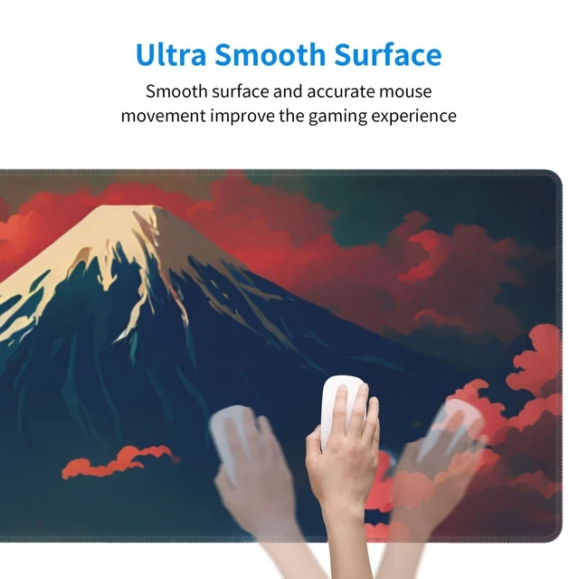 Alt view image 5 of 5 - Sunset Pink Clouds Mountain Gaming Mouse Pad XL, Large Non Slip Rubber Mousepad, Stitched Edges Mouse Pads, Long Extended Mouse Pad,31.5'' X 11.8''