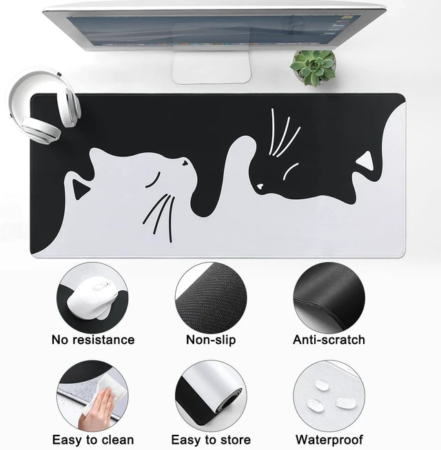 Alt view image 2 of 7 - Keynovo Gaming Mouse Pad Large Mouse Pad Non-Slip 4mm Laptop Gaming Desk Pad Waterproof Desk Pad Office and Home (Hug Cat 35.4x15.7)