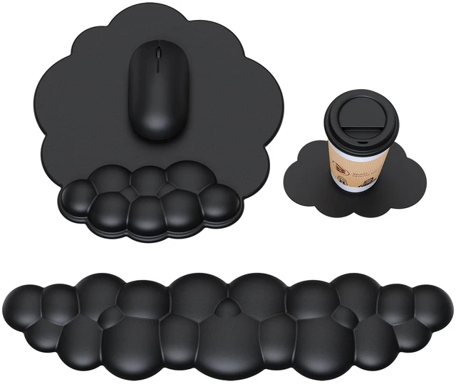 Main image of Cloud Mouse Pad with Wrist Rest, Cloud Keyboard Wrist Rest, Mouse Pad Wrist Support, Ergonomic Keyboard Mouse Wrist Support (Black)